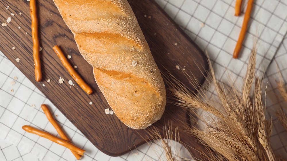 Ciabatta bread with ears of wheat