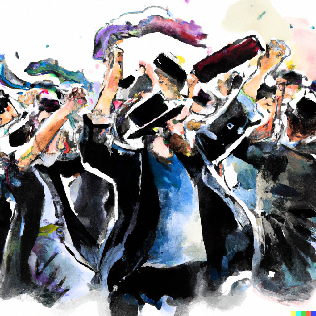 DALL·E 2023-02-06 13.59.17 - jewish simcha tora hollyday men dancing with many sefer torah water paint